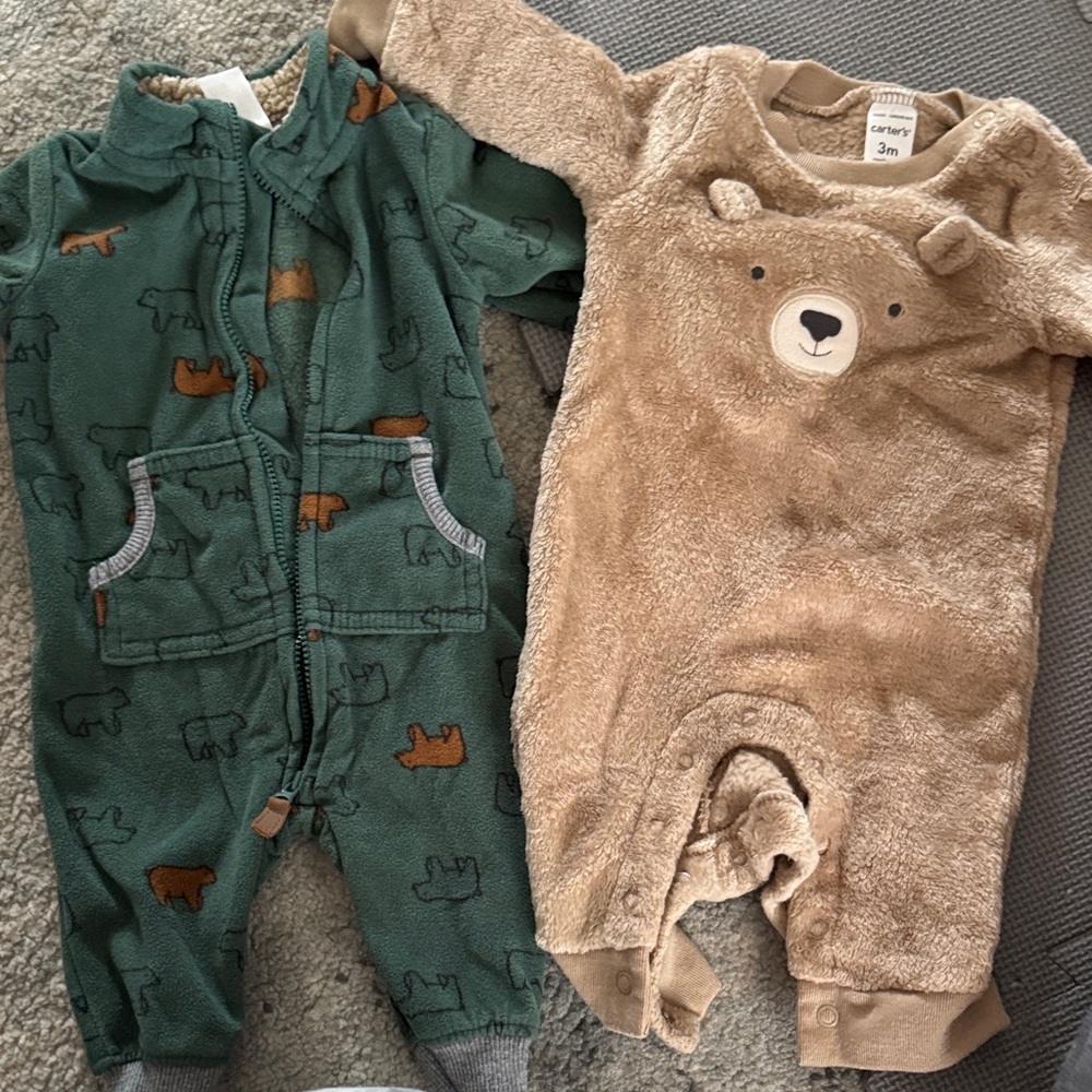 Carter's Green and Tan Bear One Piece Set